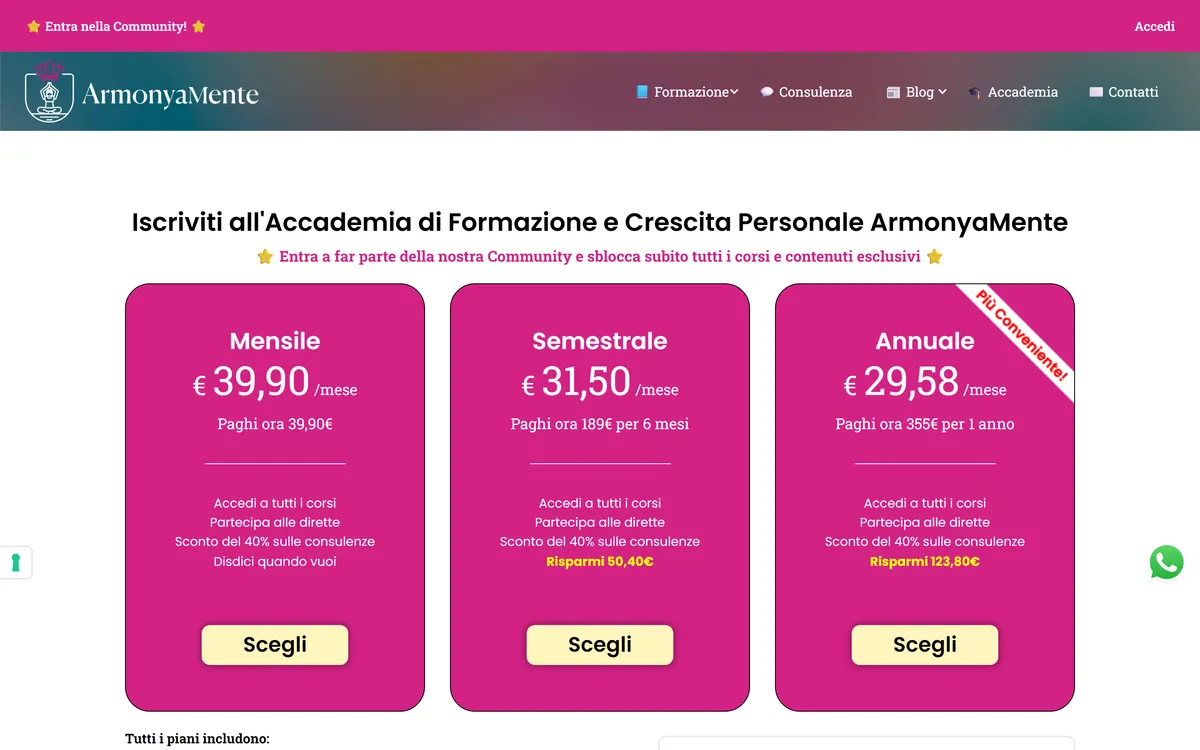 Niveles de membresía de ArmonyaMente